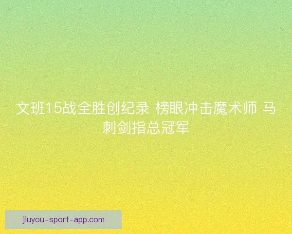 文班15战全胜创纪录 榜眼冲击魔术师 马刺剑指总冠军