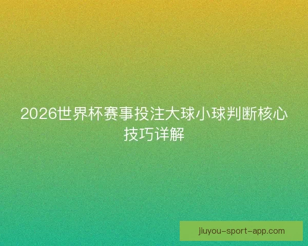 2026世界杯赛事投注大球小球判断核心技巧详解