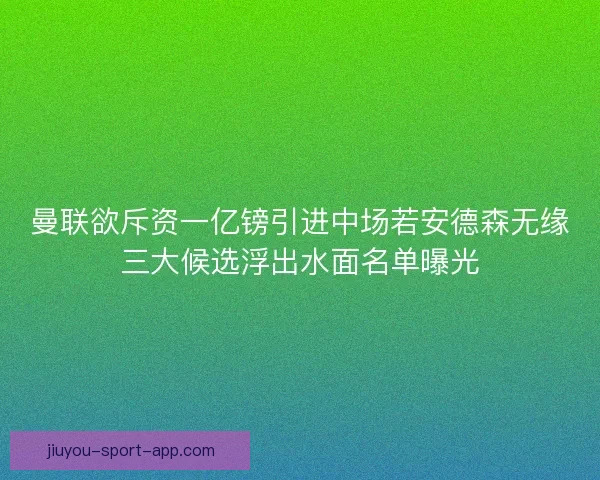 曼联欲斥资一亿镑引进中场若安德森无缘三大候选浮出水面名单曝光
